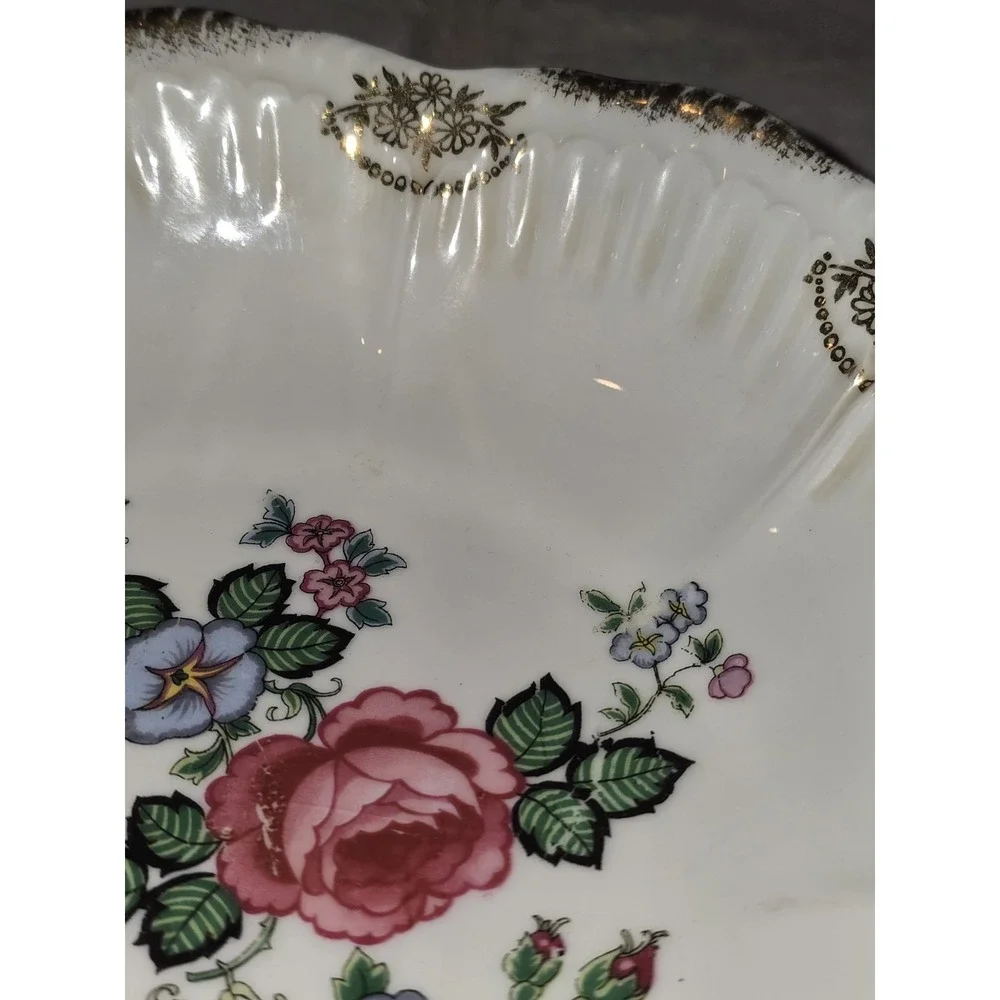 VTG Schwarzenhammer Bavaria Porcelain Reticulated Scalloped Bowl Floral‎
